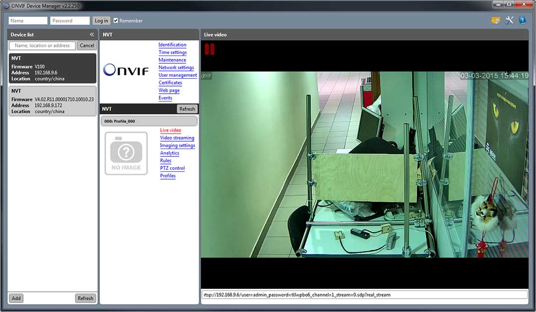 نرم افزار Onvif device manager - دوربین مدار بسته - پی اچ گستر